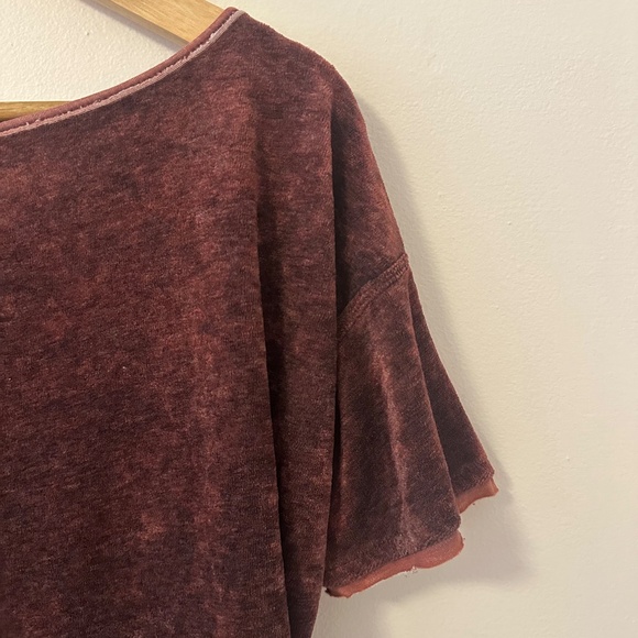 We The Free Doran Tee in Burgundy Velvet | Size XS - Picture 2 of 9